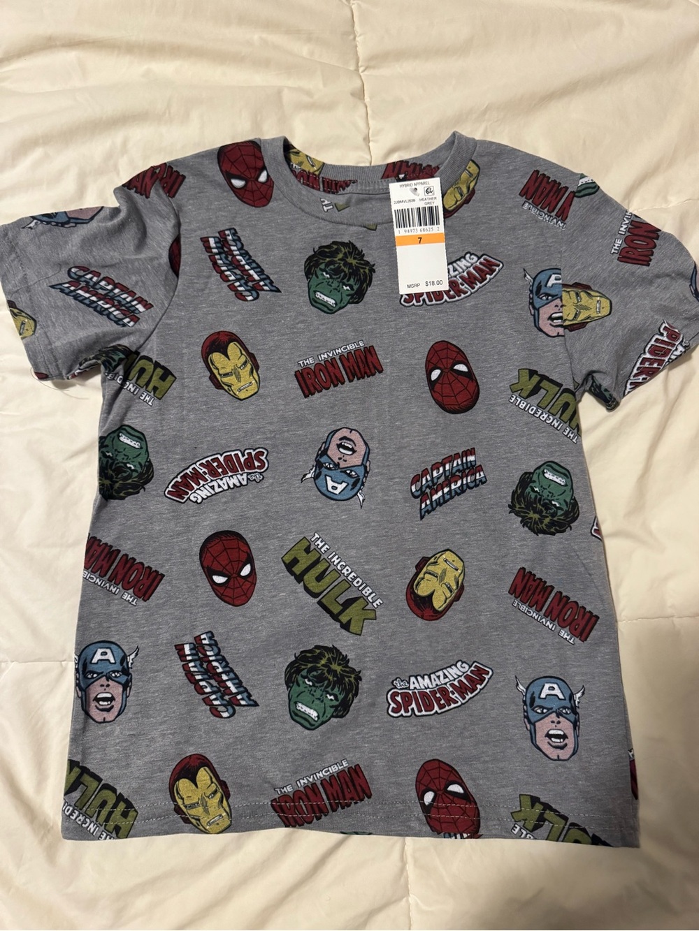 Marvel Avengers Graphic Tee - Gray with Red, Green, Yellow Accents